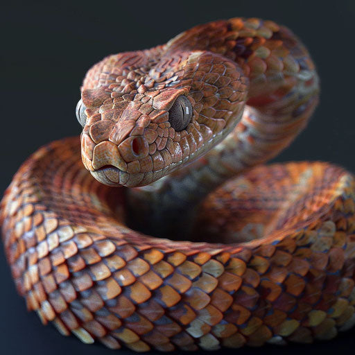 Copperhead snake in a striking pose, in the style of Simen Johan