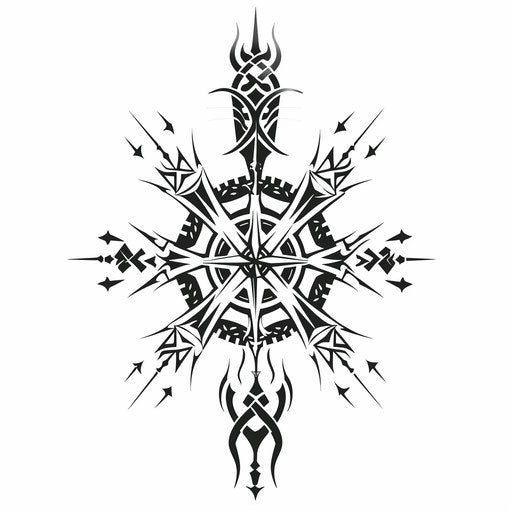 Tribal tattoo sketch of a Viking compass