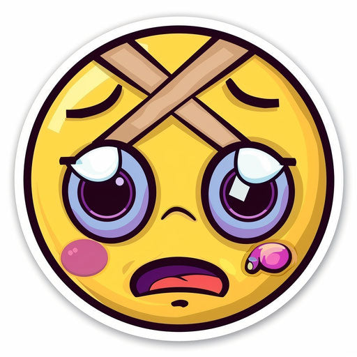 Sad emoticon with bandages on the eyes