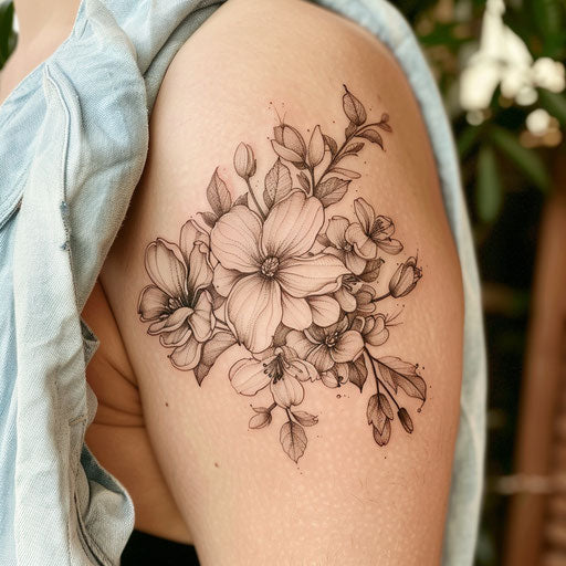 Tranquil sketch of birth flower bouquet