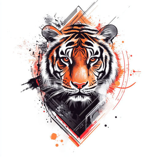 Tiger inner thigh tattoo fierce sketch flat style