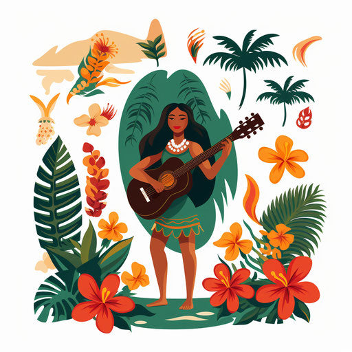 Luau illustration in Minimalist style, on white background