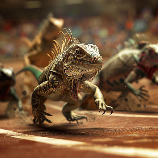 Olympic race: iguana and other animals on the track