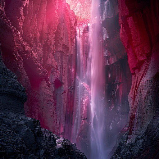 Ruby Falls with dramatic scenery and deep shadows