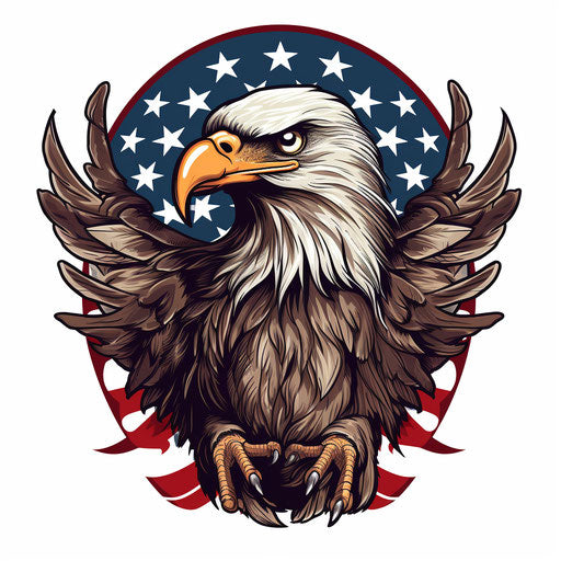 Eagle and American flag in classic tattoo style