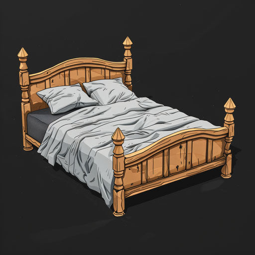 Realistic bed clipart on dark charcoal background