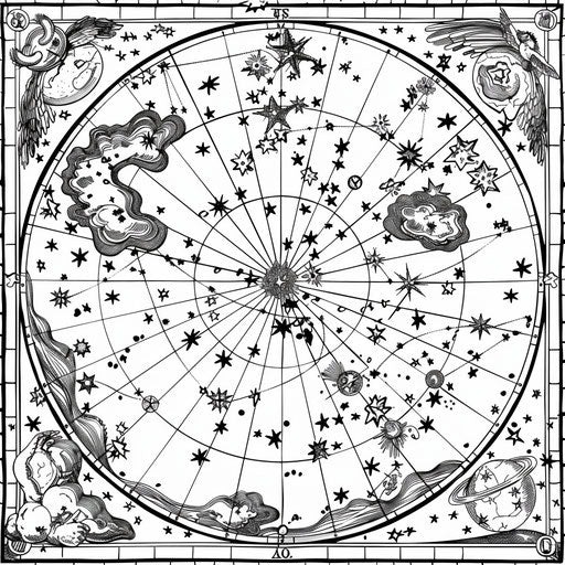 Constellation map with labeled star formations