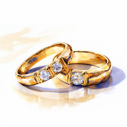Wedding ring clipart in the style of Oil painting, on a white background