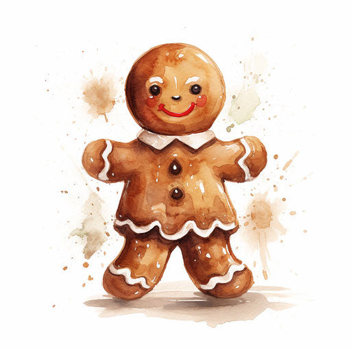 Oil painting style illustration of gingerbread man