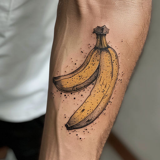Classic flat tattoo sketch of a banana with realistic texture