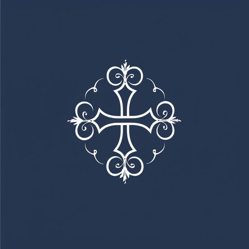 Classic monogram church logo with navy blue background