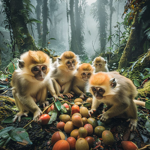 Shared feast of Yunnan snub-nosed monkeys