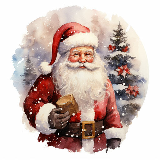 Christmas clipart in oil painting style on white background