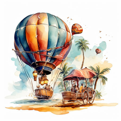 Travel clipart in the style of Oil painting, on a white background