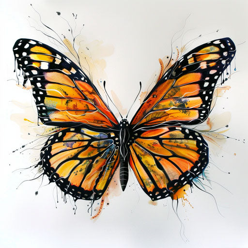 Monarch butterfly tattoo sketch on white canvas
