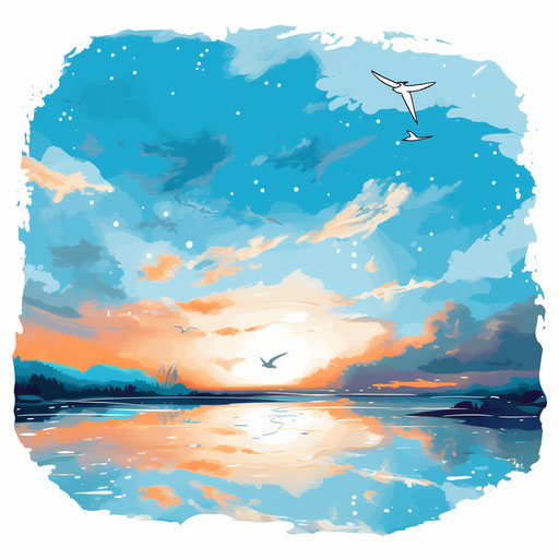Sky clipart in the style of oil painting, on white background