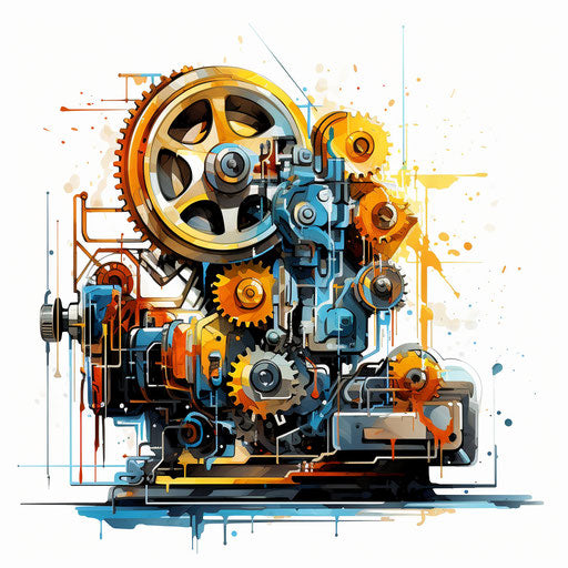 Machine drawing in the style of Oil painting