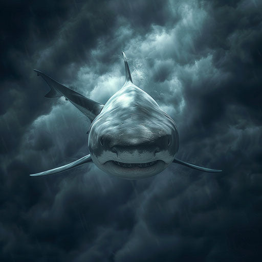 Bull shark gliding effortlessly in the twilight zone