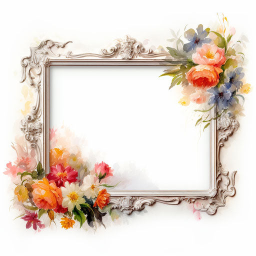 Photo frame clipart in the style of Impressionistic Art, on white background
