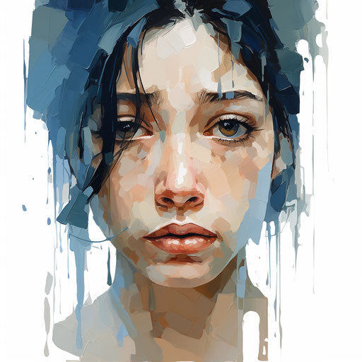 Sad clipart in the style of Oil painting, on a white background