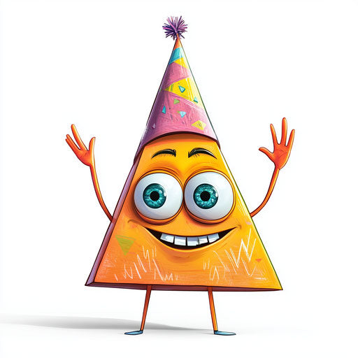 Humorous caricature of a triangle clipart with human characteristics