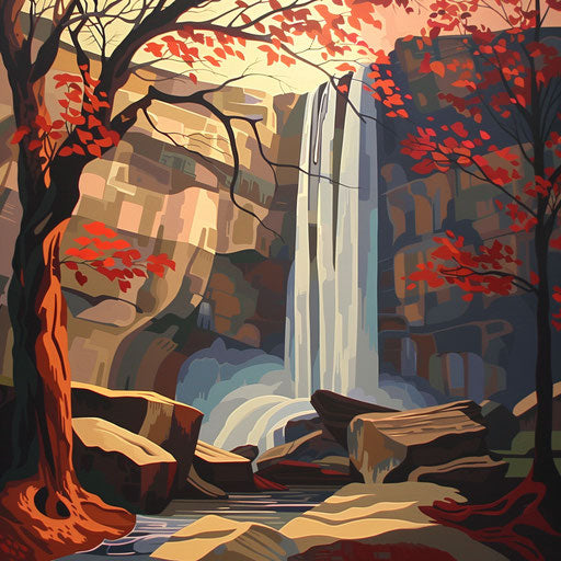 Minnehaha Falls, Minnesota, stylized angular landscape