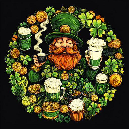 Clovers, gold coins, green beer, and a red-haired leprechaun
