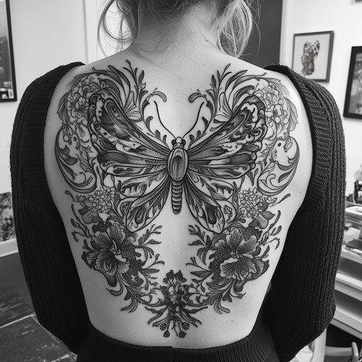 Wings Tattoo On Back Professional Tattoo Kit