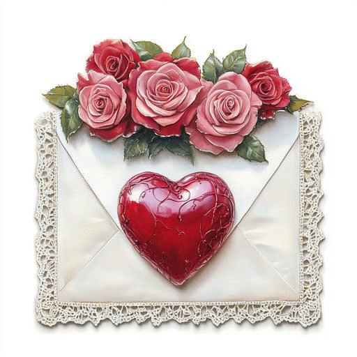 Valentine's Day, lace envelope with roses