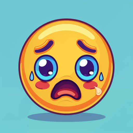 Yellow tear with brown outlines on intense blue background