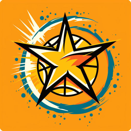 Basketball logo with stylized star on bright yellow background