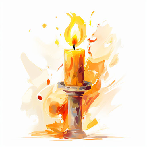 Candle illustration in the style of Impressionistic Art
