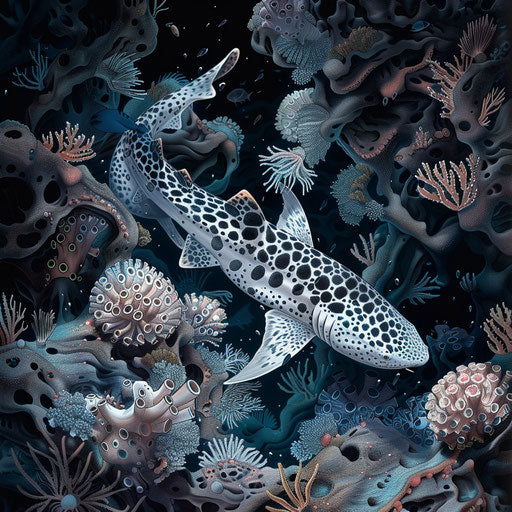 Elegant motion of a zebra shark in coral structure