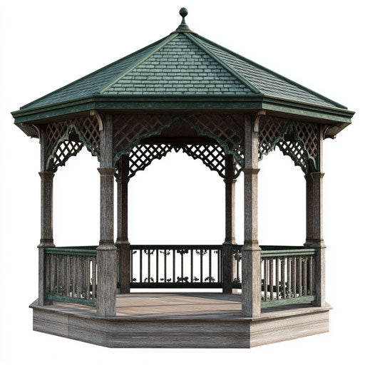 Realistic clipart of a gazebo, high-resolution, isolated