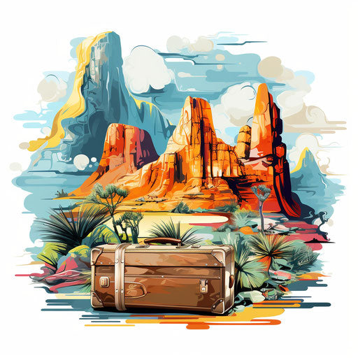 Travel clipart in Oil painting style, white background