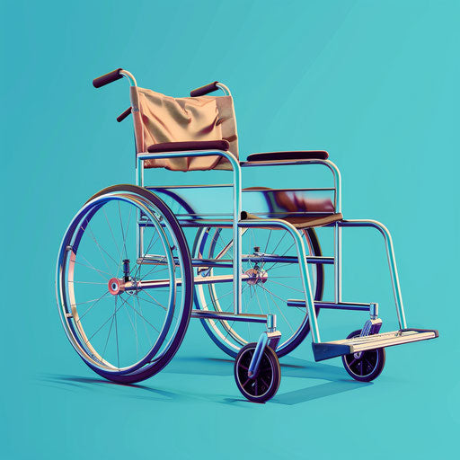 Graphic illustration of a wheelchair on colorful background