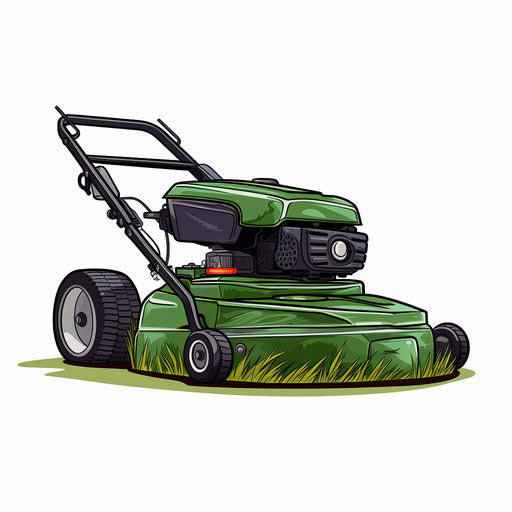 Minimalist style lawn mower clip art on white background