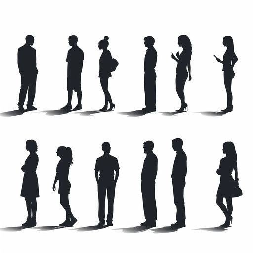 People silhouette in Minimalist style, on white background