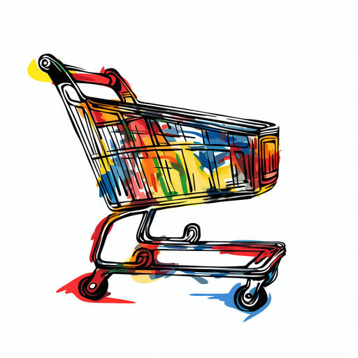 Shopping cart illustration in the style of Chiaroscuro Art
