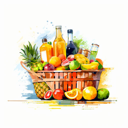 Grocery illustration in the style of Impressionistic Art