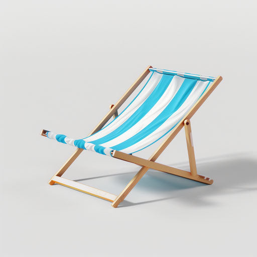 Realistic beach chair on flat white background, high contrast