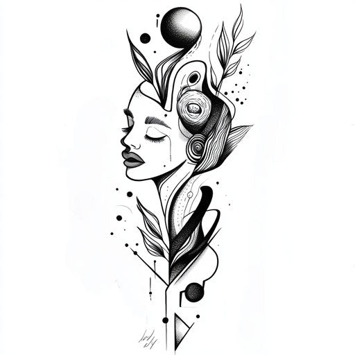 Surrealist outer forearm tattoo sketch for females