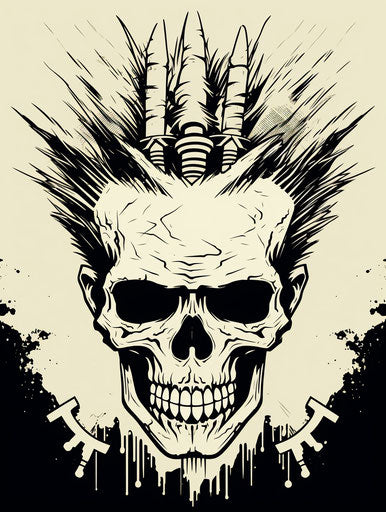 Skull with mohawk, captivating style, stencils 3:4