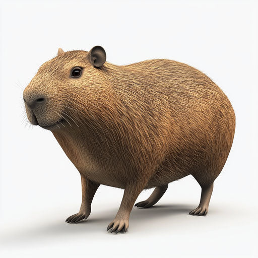 Realistic 3D capybara on flat white background, isolated clipart