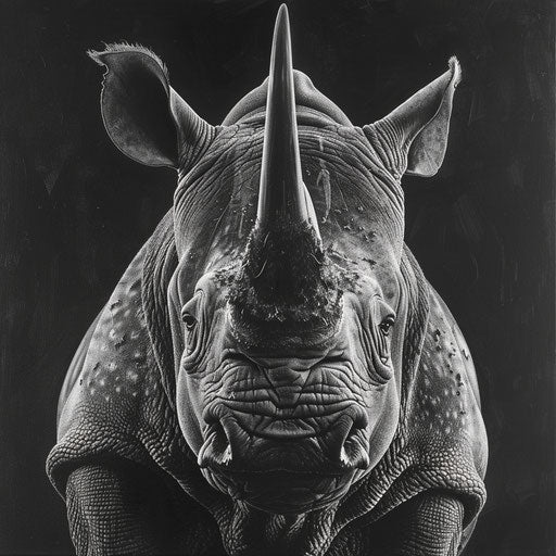 Black rhino with a regal pose, in the style of Tim Flach