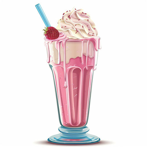 Realistic milkshake clipart on flat white background