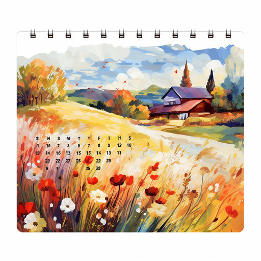 Calendar clipart in Impressionistic Art style on white