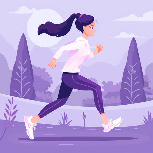 Jogging clipart on soft lavender flat background