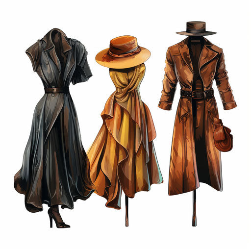 Clothes in Chiaroscuro on white background