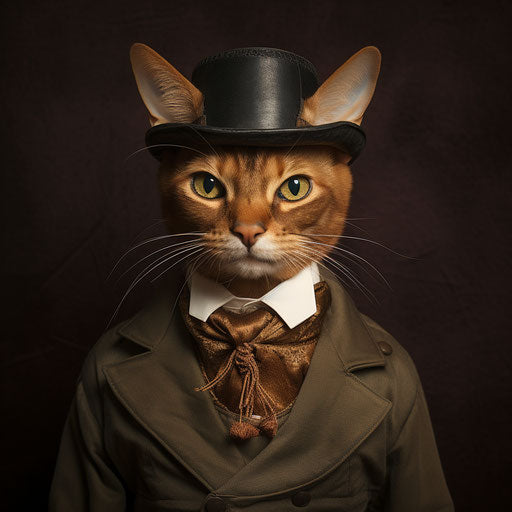 Abyssinian cat dressed as a man